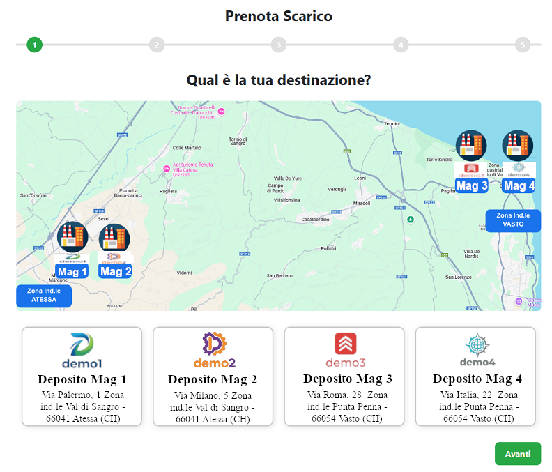 Calendario carichi e scarichi di Load Manager
